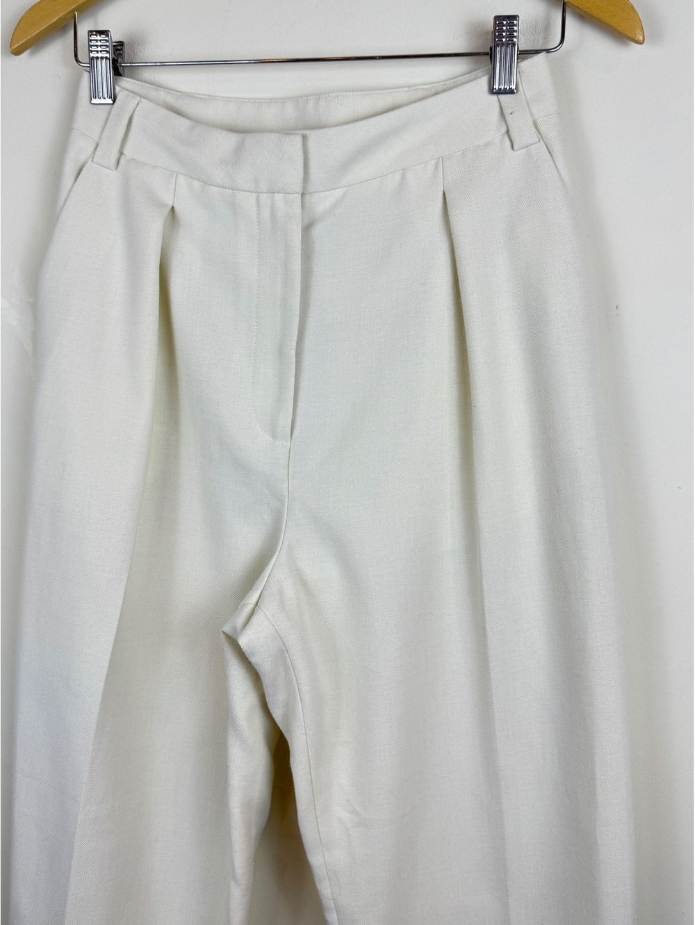 Les Coyotes de Paris Ivory High Rise Pleated Tailored Trousers Pants US 4 S - Picture 9 of 13